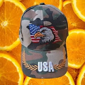 Camo USA Eagle American‎ Flag Embroidered Baseball Cap Hat